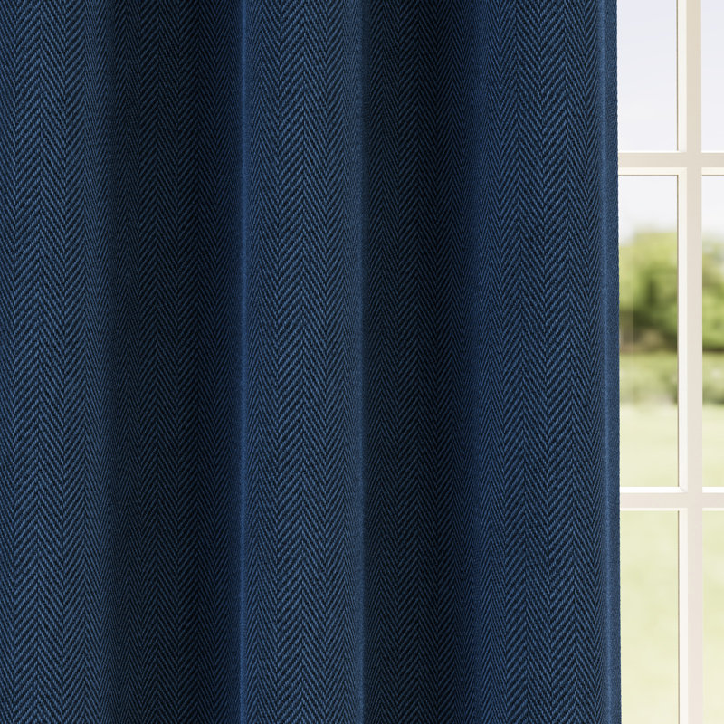 Polyester Blackout Grommet / Eyelet Curtain Panel Pair, Navy, 168cm Width x 183cm Drop