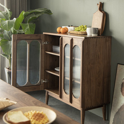 Simple compact sideboard glass storage cabinet