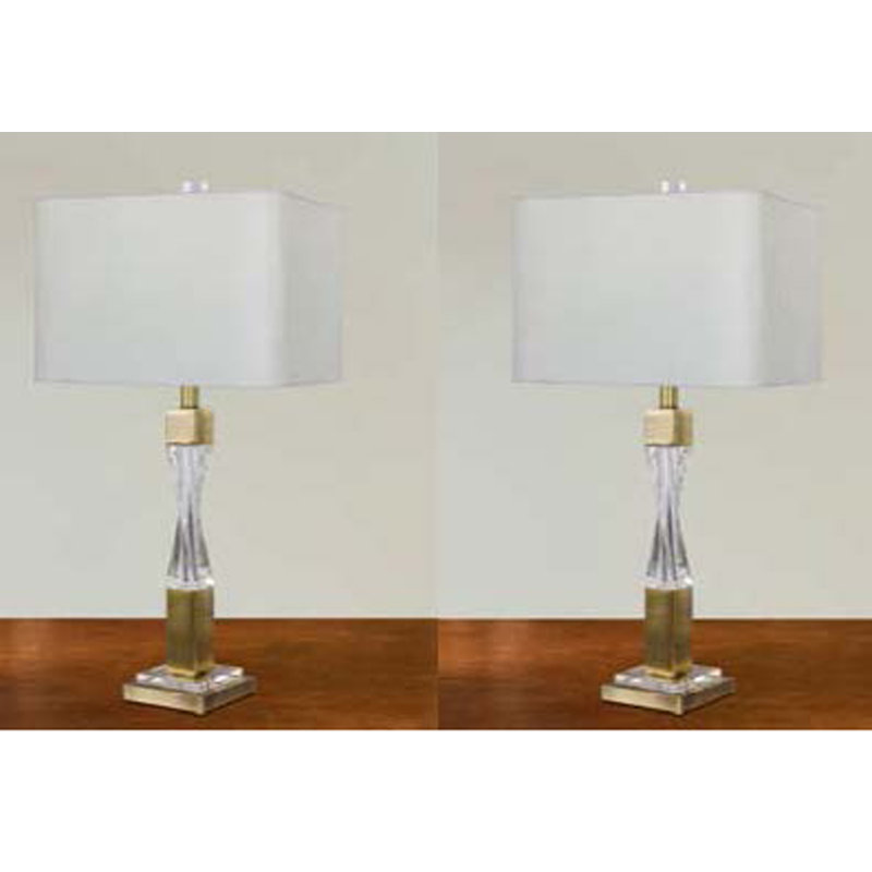 Roopville Crystal Table Lamp, Antique Brass