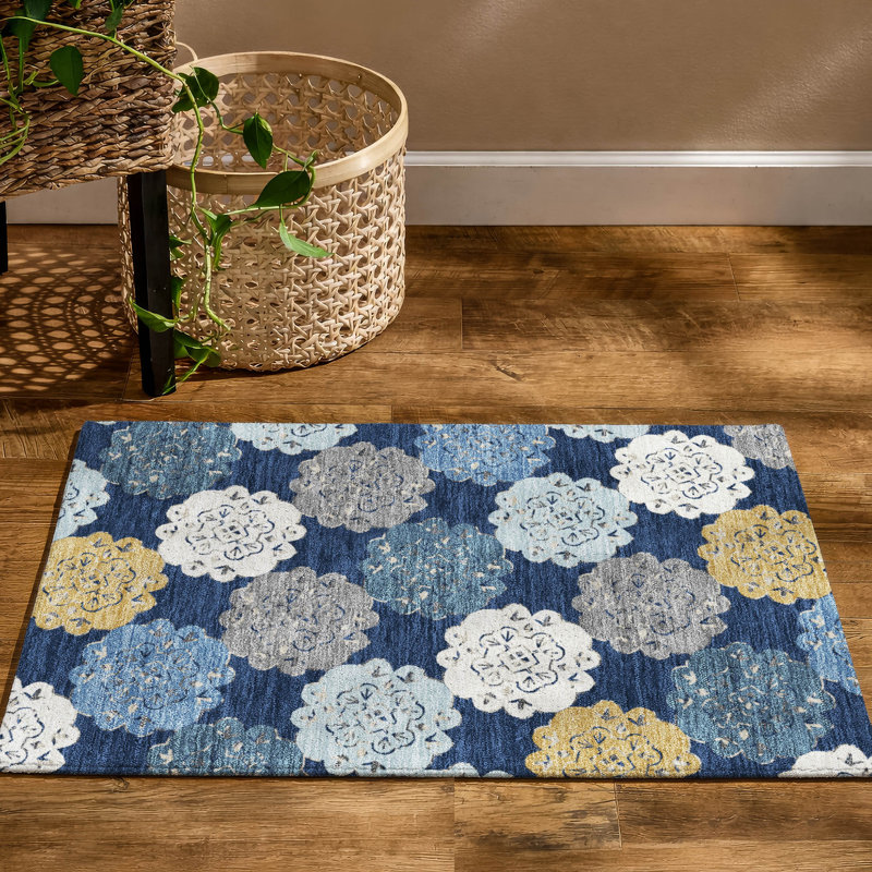 Tapis décontracté de qualité supérieure Mayfield AMF2353, Marine, 1 pi 8 po x 2 pi 6 po