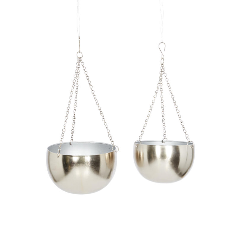 Jardinière murale en métal avec dôme suspendu d'intérieur/extérieur, avec chaîne, Nickel