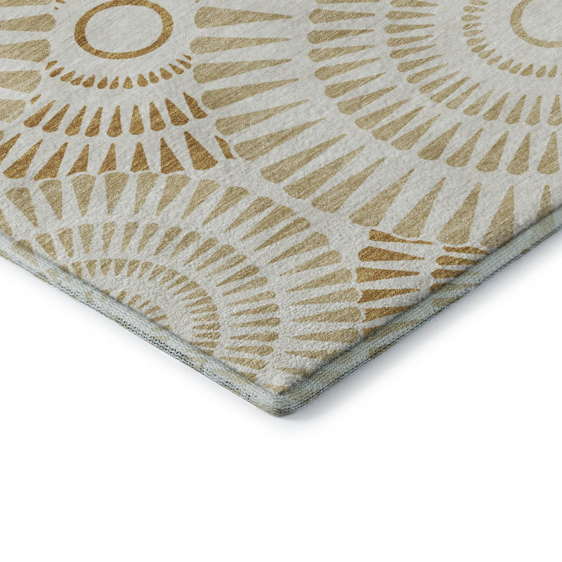 Tapis doré Prisco lavable à la machine de qualité supérieure, Rectangle 10 pi x 14 pi