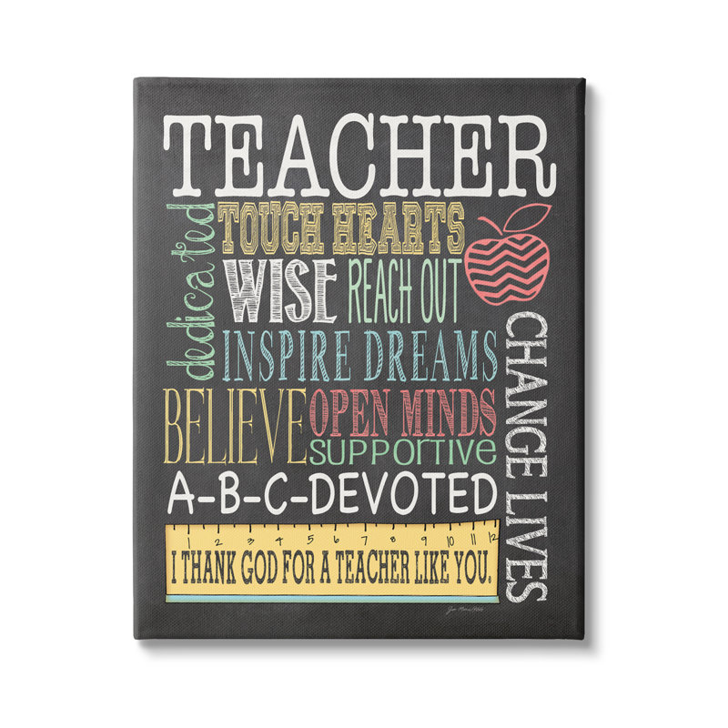 Inspirational Teacher Appreciation Chalkboard Style Canvas Art, 24 x 30