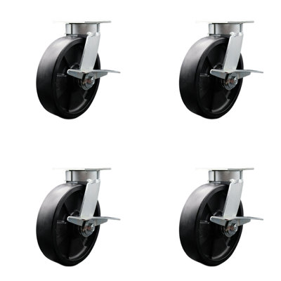 Kingpinle Gla Filled Swivel Caster Set with Brakes