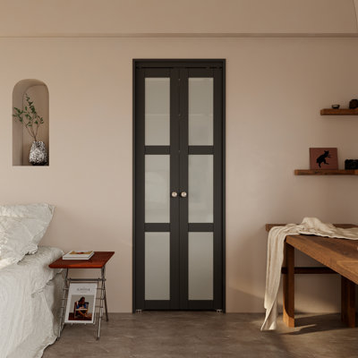 Forested Glass Solid Core Manufactured Wood Pivot-French Or Bi-Fold Doors With Hardware Kit