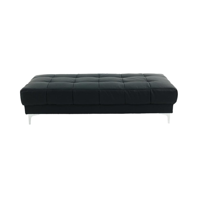 Cuir reconstitué noir avec pieds géométriques modernes en métal et base de coussin