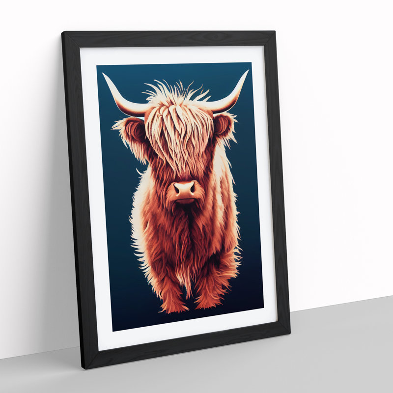 XV1022-4351X Superb Highland Cow - Single Picture Frame Painting, 64cm H x 46cm W x 2cm D, Black