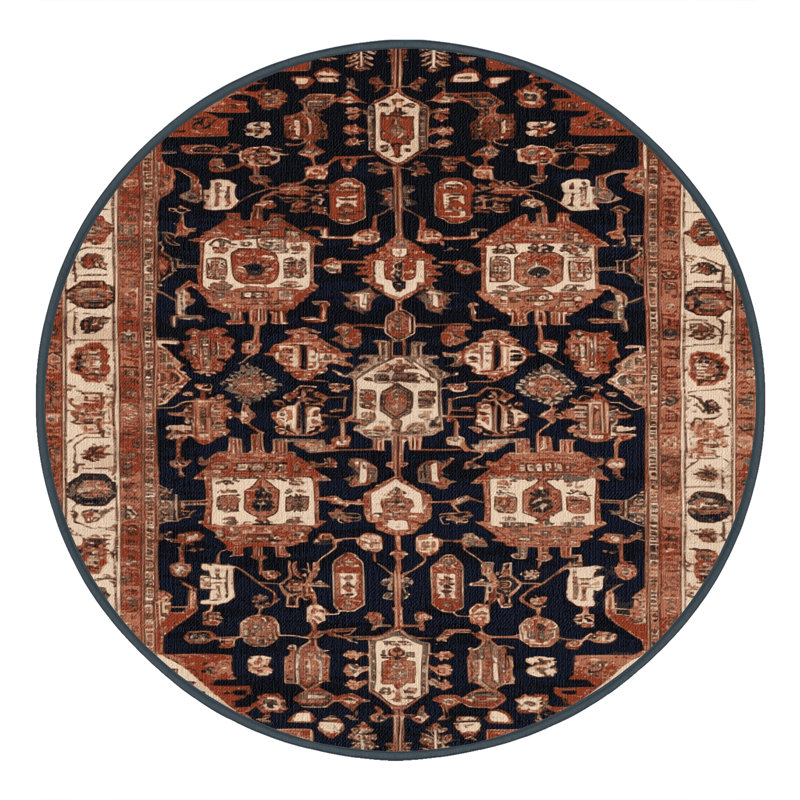 Tapis brun lavable à la machine, Rond 4 pi