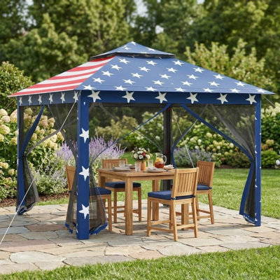UV Resistant Waterproof 11 X 11 Feet 2 Tier Portable Pop Up Gazebo Tent Canopy Shelter With Breathable Mesh And Carry Bag For Backyard Patio Outdoor Gathering Use