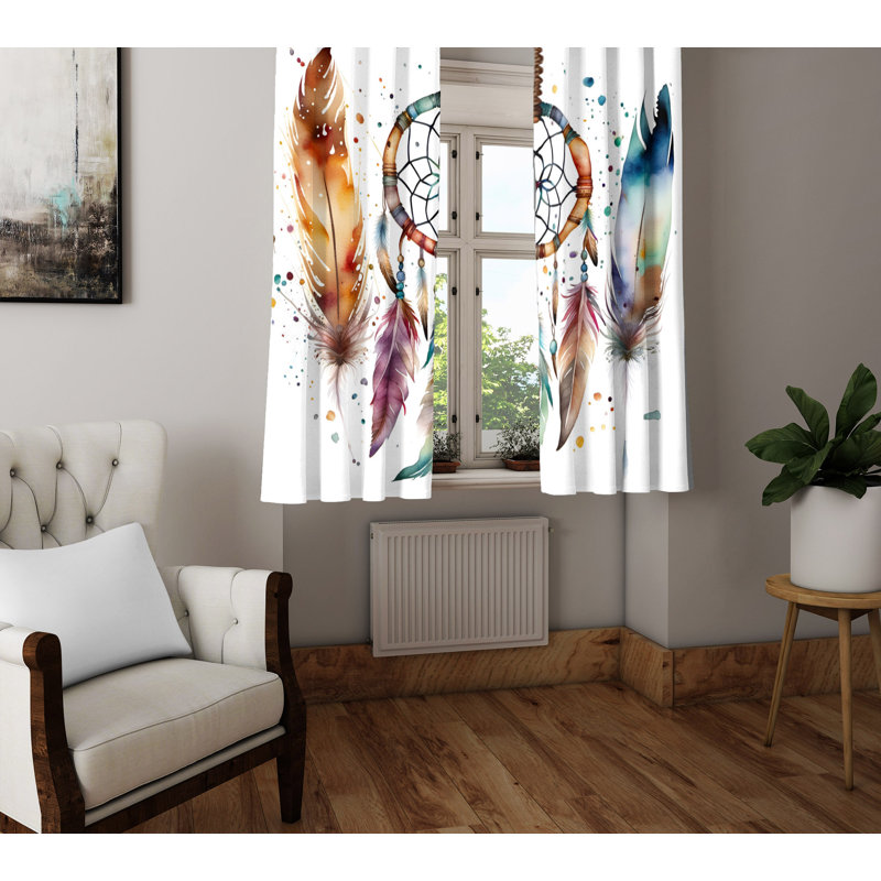Paire de rideaux semi-transparents en polyester Arendien, L 56 po x L 78 po