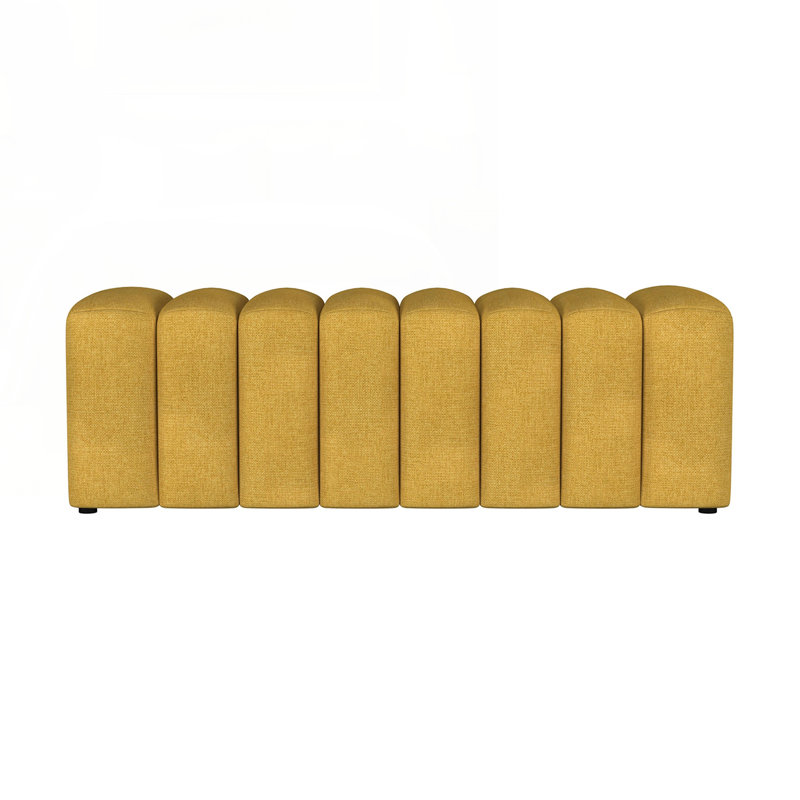 Banc rembourré capitonné, jaune moutarde, Jaune moutarde