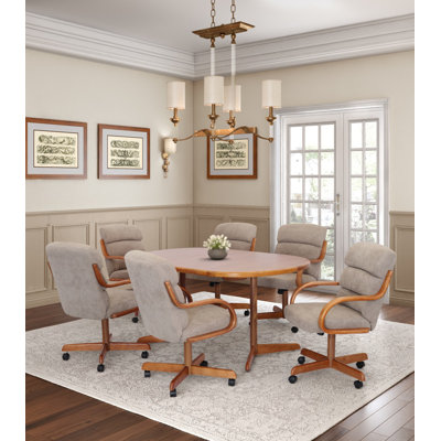 7-Piece Extendable Double-Pedestal Caster Dining Set