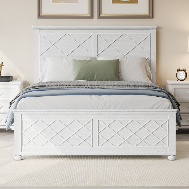 Coastal Farmhouse Solid Wood   Bed Frame, Full