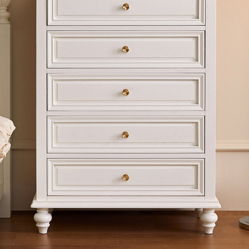 Armoire de rangement décorative en bois massif à 5 tiroirs