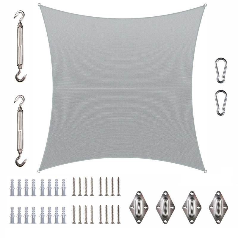 Toile d'ombrage carrée Royal Shade avec quincaillerie, gris, 14 pi x 14 pi