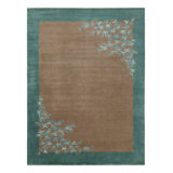 Rug & Kilim’S Chinese Art Deco Rug In Brown And Teal, With Floral Patterns