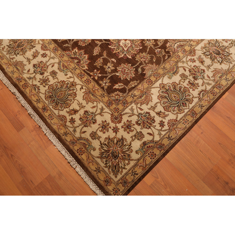 Tapis zone en laine 10 pi 9 po x 11 pi 10 po one-of-kind noué la rouille/bourgogne/brun 8 pi 9 po Almazan