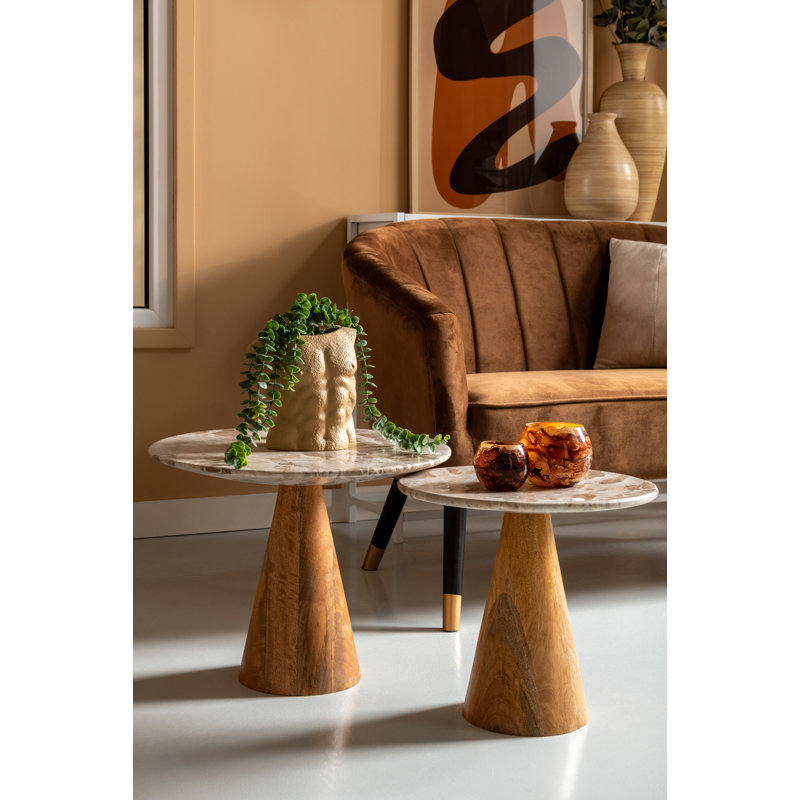 Force Table Wide Marble Brown, Mango Frame