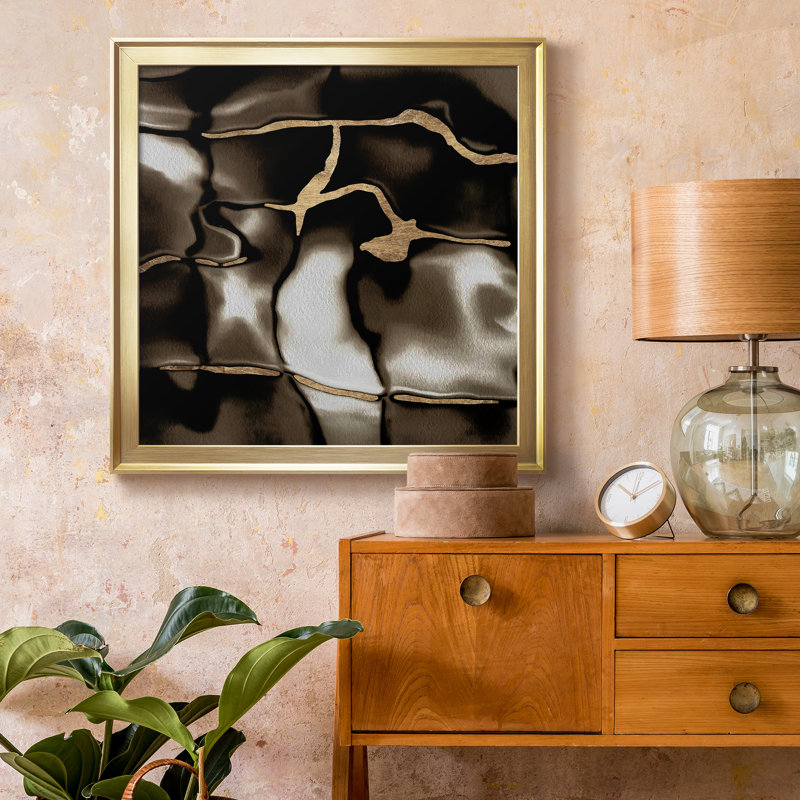 " Golden Shimmer IV ", Gold Framed, 17.5" H x 17.5" W x 1.5" D