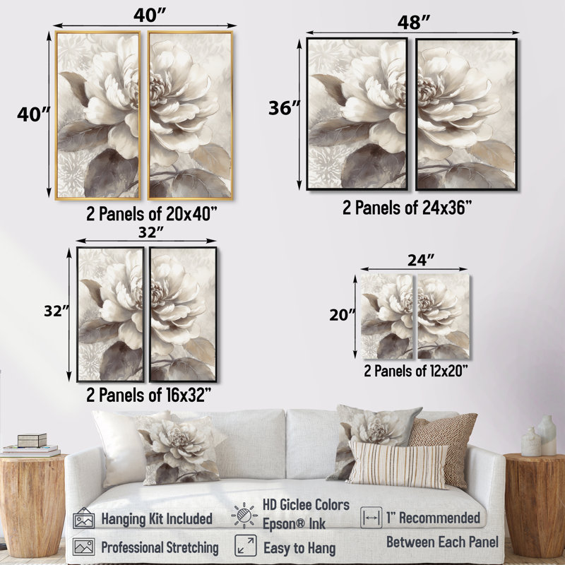 Neveu - pivoines, art encadré, 32" H x 32" W, Impression encadrée flottante, Gold