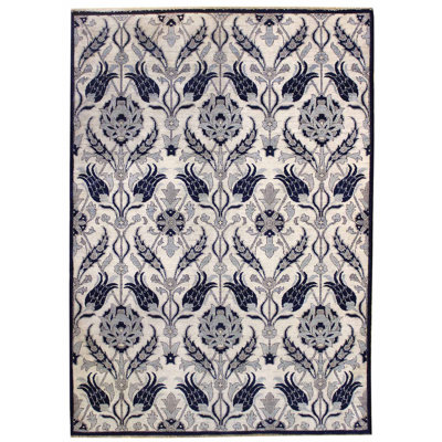 Ottoman One-of-a-Kind Rectangle 6'2" X 9'1" New Age Wool Area Rug in Ivory