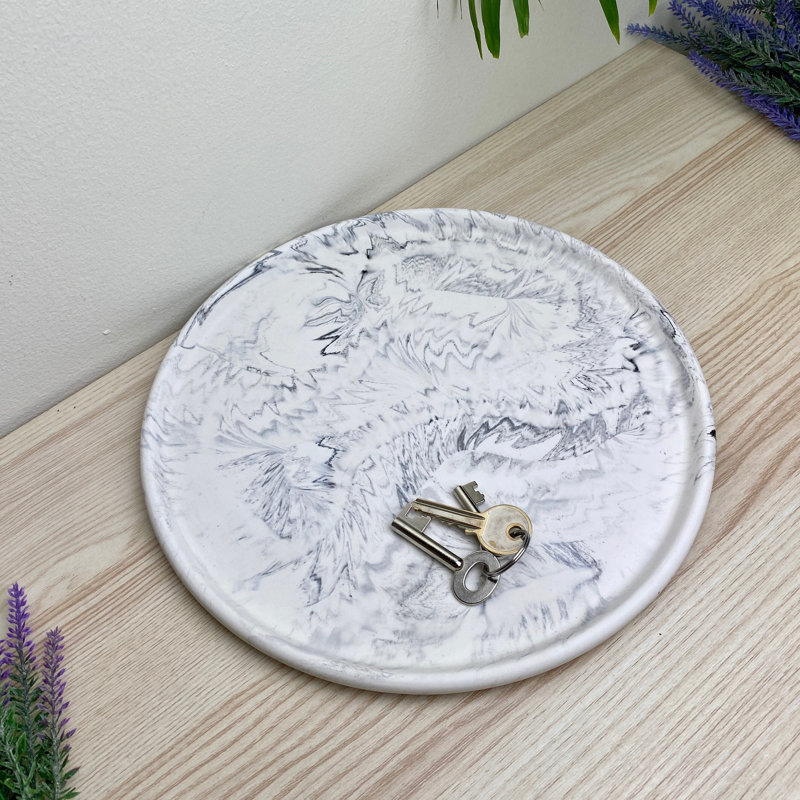 Large Round Tray/ Decorative Plate, Grey