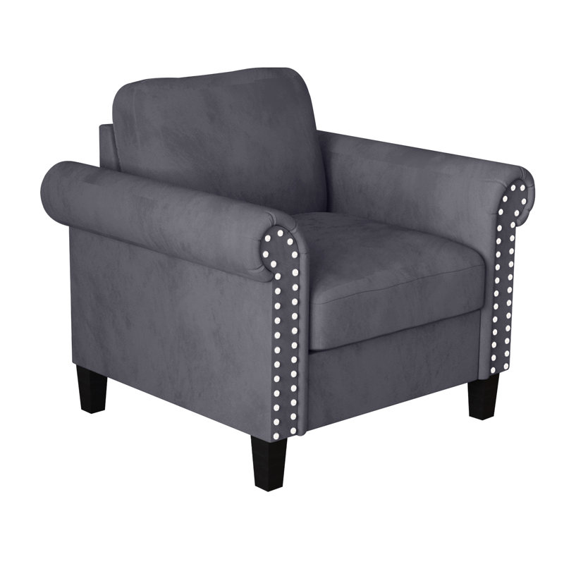 Shila Velvet Chesterfield Chair, Gray Velvet