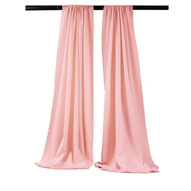 Angiens Polyester Semi-Sheer Drape Pair, Light Pink