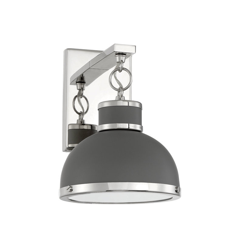 Krum Armed Sconce, Gray/White