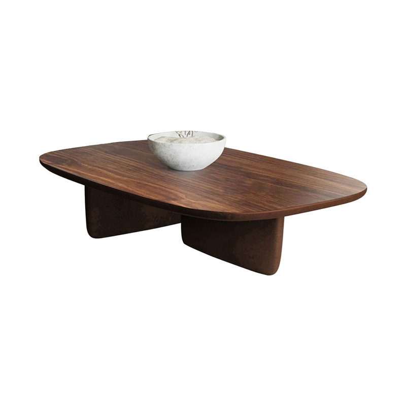  Table basse ovale en bois massif brun noisette, H 15,75 po x L 55,12 po x l 27,56 po