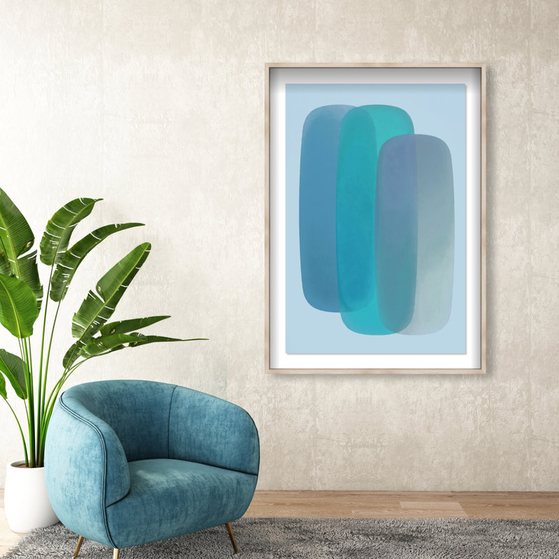 Teal Gradients Print by Oliver Gal, 16.5"H x 11.5"W, Natural Oak Shadowbox