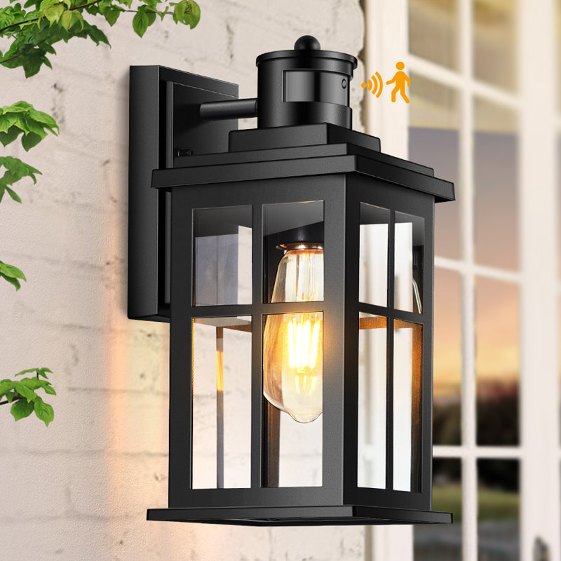 Motion Sensor Outdoor Wall Light,  Porch Light Dusk to Dawn, Anti-Rust Outside Lights for House, Matte Black