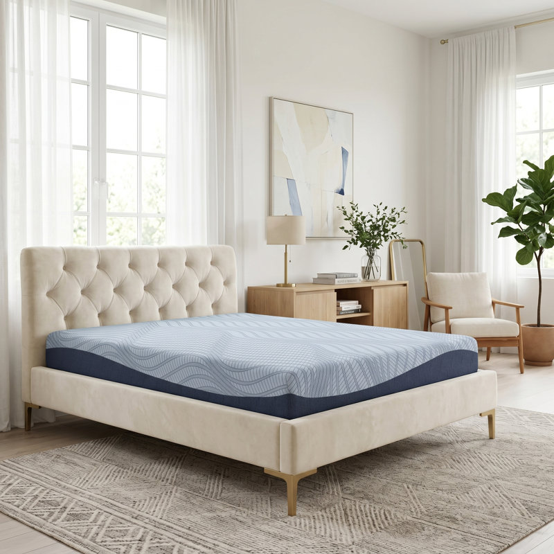  Matelas en mousse viscoélastique Serena, Grand lit, 8", Bleu