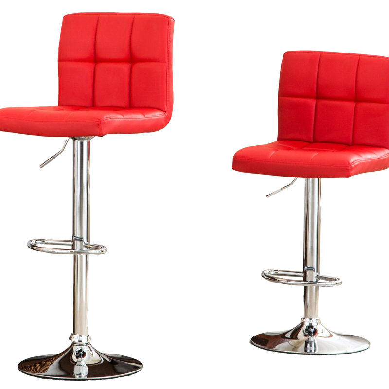 2 tabourets de bar réglables rouges - siège en similicuir avec pivot à 360 degrés et base chromée pour une expérience d'assise améliorée