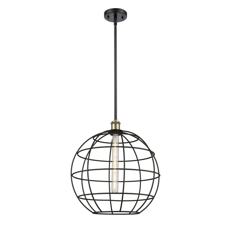 Luminaire suspendu à tige 1 lumière 16 po Ballston Lake Placid, H 17,5 po x l 16 po x P 16 po, Nickel poli
