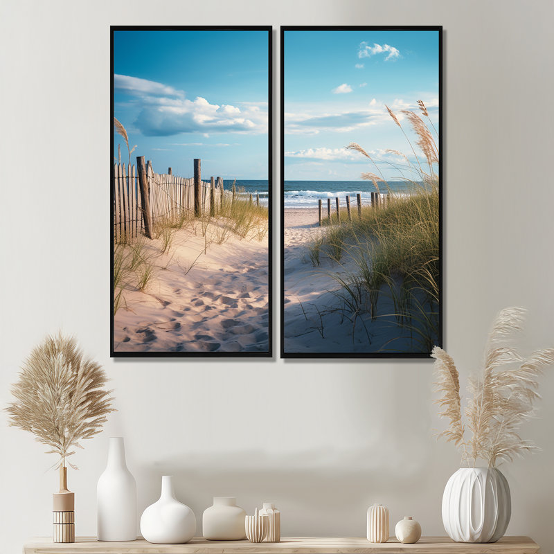 «Path To The Beach IV - Coastal Beach», art encadré, 40" H x 40" W, Impression encadrée flottante, Black