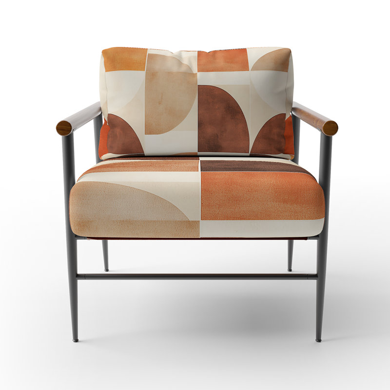 Fauteuil d'appoint abstrait Mid-Century - Fauteuil Crescent, Brown Round Arms