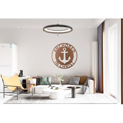 Anchored in Christ Steel Sign Laser Cut Powder Coated Home & Office Metal Wall Decor Multiple Sizes & Colors