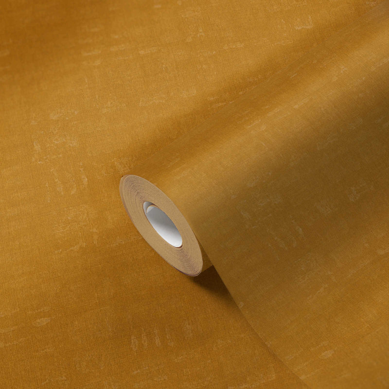 Diez Linen Effect 10.05m x 53cm Textured Matte Wallpaper Roll, Yellow