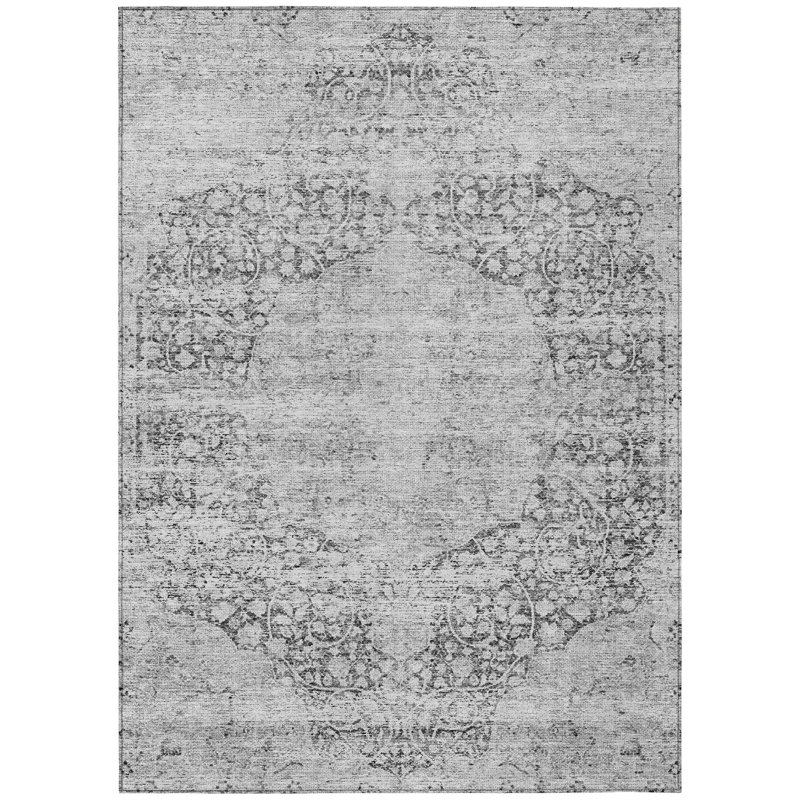Sylvia Gray Washable Indoor-Outdoor Rug - , 8' x 10'