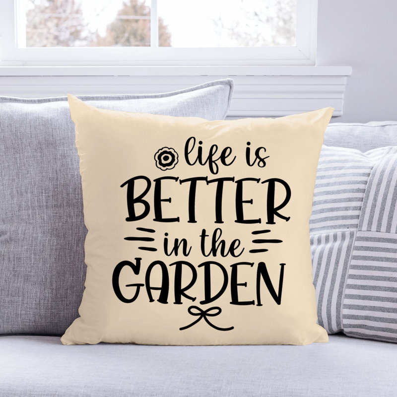 Citation amusante «Garden Lover» 749 - Coussin décoratif inclus, H 14 po x l 14 po