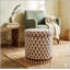 Repose-pieds de rangement bohème avec franges, tabouret rembourré avec rangement caché, 16 x 16 x 18, parfait pour organiser et décorer