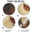 «Brown Falling Oak Leaves» - art mural rond en métal pour salon-1169461969