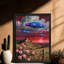 OVNI rétro et art mural noir, reproduction de paysage rétro surréel-1032678398