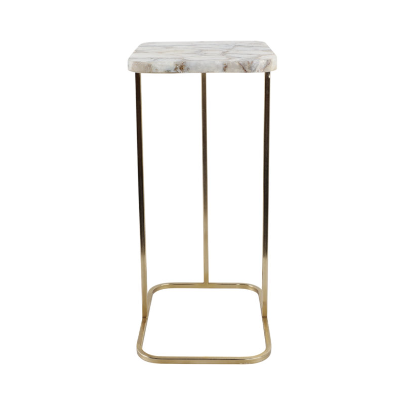 Sagebrook Home 24X15" Agate Top C-Table, White/Gold, White