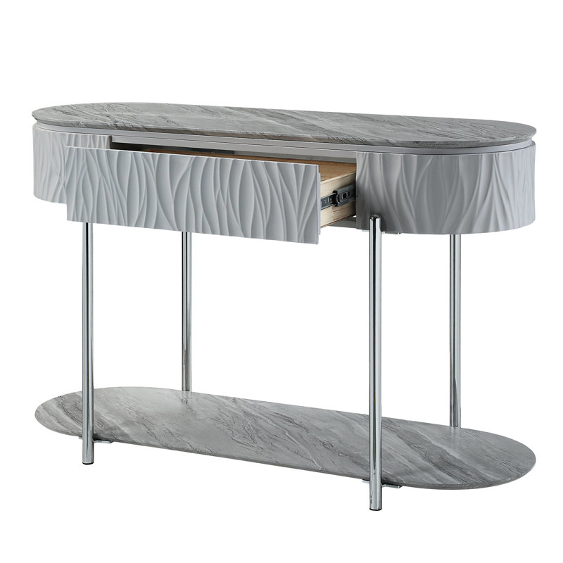 Gris lustré et table - poids de 55,68 lb, 30,67 po de hauteur, polyvalent pour le divertissement à domicile, profondeur de 16,08 po avec tiroir à extension 3/4