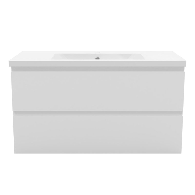 Nodira 990mm Single Bathroom Vanity with Drop In Resin Basin, White