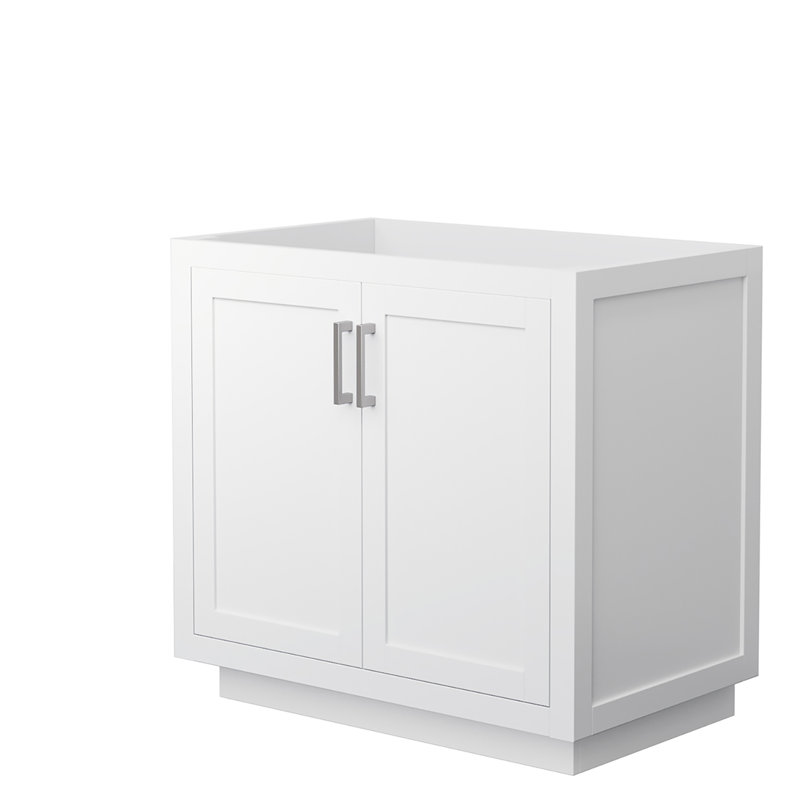 Base de meuble-lavabo simple autoportante 35,25 po Miranda, Blanc / nickel brossé