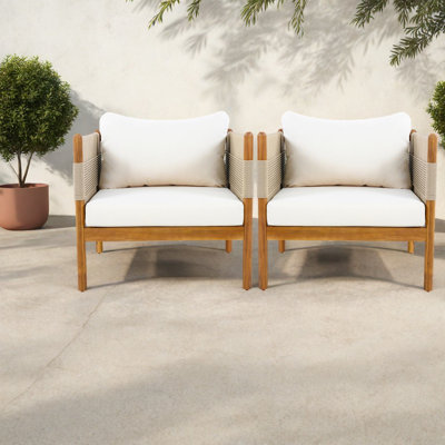 Chaises longues Comfort, chaises de patio modernes en corde de bois d'acacia