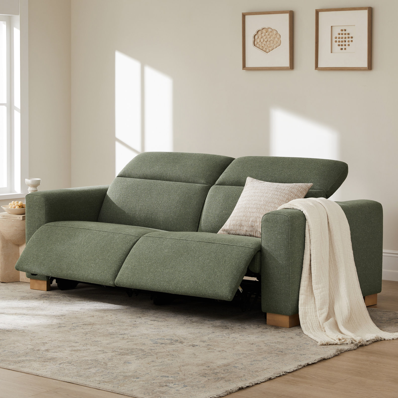 Becki Owens for Joss & Main 85'' Power Reclining Sofa With Solid Wood Legs, Marin Twig Performance Linen Blend